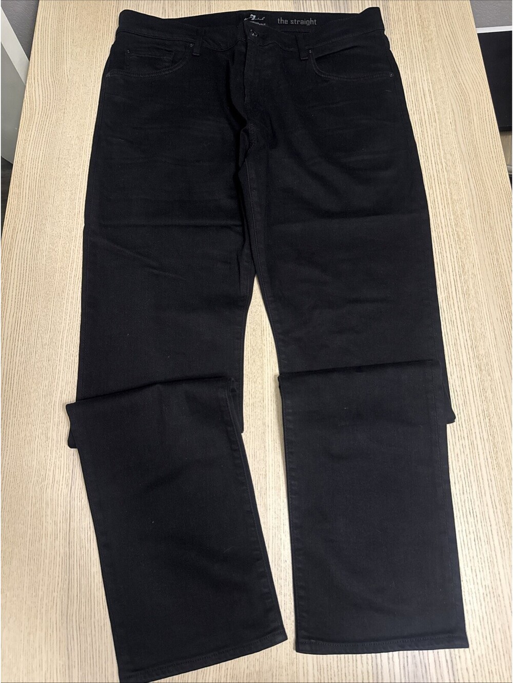 7 For All Mankind Luxe Performance The Straight Jeans Black Mens 36x34 Stretch